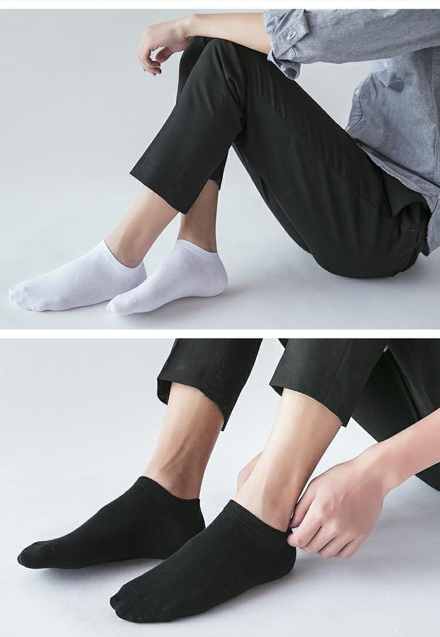 Quần tất cotton nam Khử mùi mồ hôi trong ống dài Vớ đen thể thao Cotton vớ cotton mùa thu 100% tất kháng khuẩn khử mùi