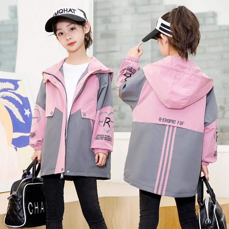 Han 2022 Girls Wear Fertilizer and Large Windwear Coat Spring and Autumn Baby Gas Color Coat