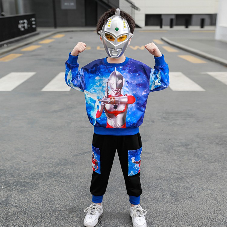 Ultraman clothes boy spring suit 2022 spring and autumn fashionable children digital printing 3D cartoon spider man