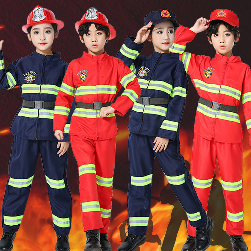 Children Firefighters Clothing Fire Suit Plays Out Kids Career Experience Role-playing Firefighters Walloween