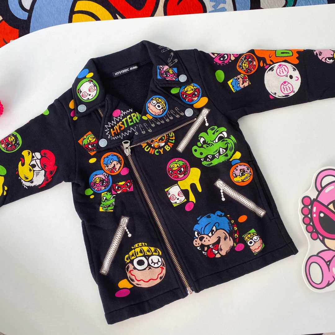 22 spring, autumn and winter new Japanese children's boys and girls tide brand graffiti full print cool jacket soft coat