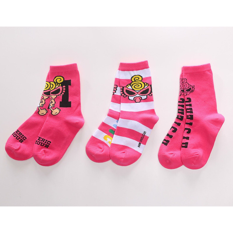 Children's pacifier baby boys and girls baby socks graffiti trend Japanese trend with children's tube socks combination three pairs of packs