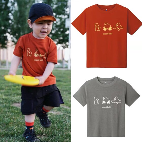 日系春夏男女MO童装美山露营户外套头圆领速干亲子短袖T恤集合