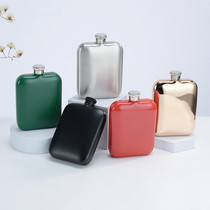 Stainless steel 304 thickened small hip flask square wine set portable special-shaped flat hip flask rose gold small wine jar