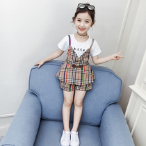 Girls  summer suit Western style 2020 new Korean version of the big virgin girl short-sleeved summer plaid shorts two-piece tide