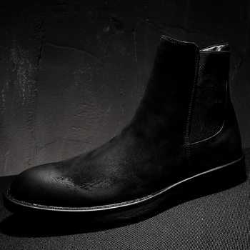 Factory direct supply of men's boots, fashionable high-top trendy retro martin boots, british casual short boots, chelsea boots