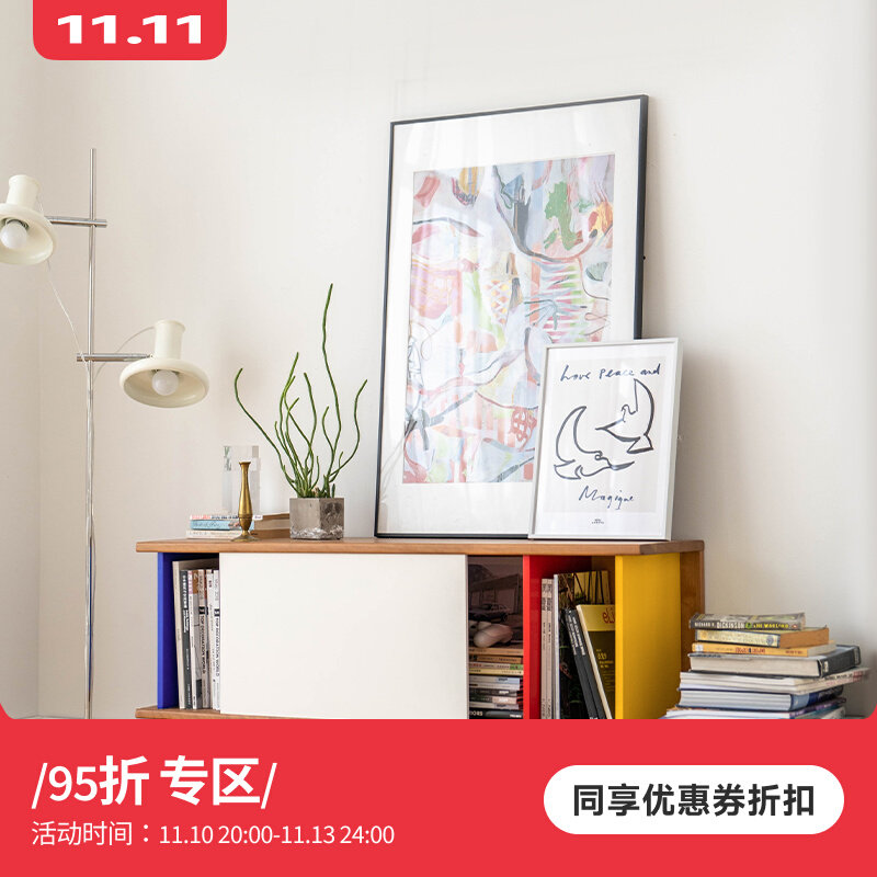 minimore) Venice low cabinet) Nordic Japanese retro solid wood living room locker bookcase display cabinet