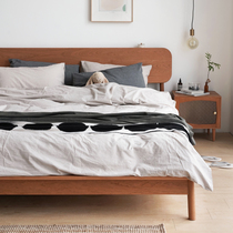 minimore) daily bed) Nordic Japanese modern minimalist light luxury master bedroom double cherry solid wood bed 1 8 meters