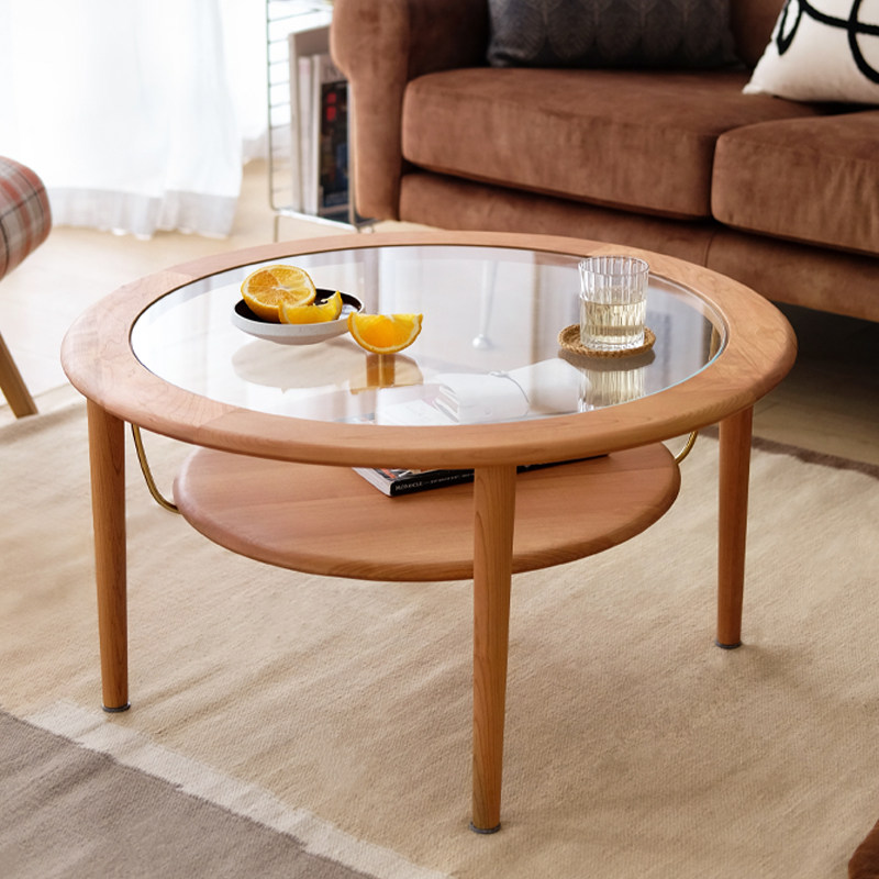 minimore) swing coffee table) Nordic style Japanese retro glass small apartment rectangular solid wood