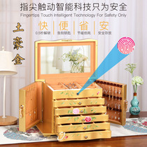 European style piano paint fingerprint lock code lock jewelry storage box solid wood with lock retro birthday wedding gift large