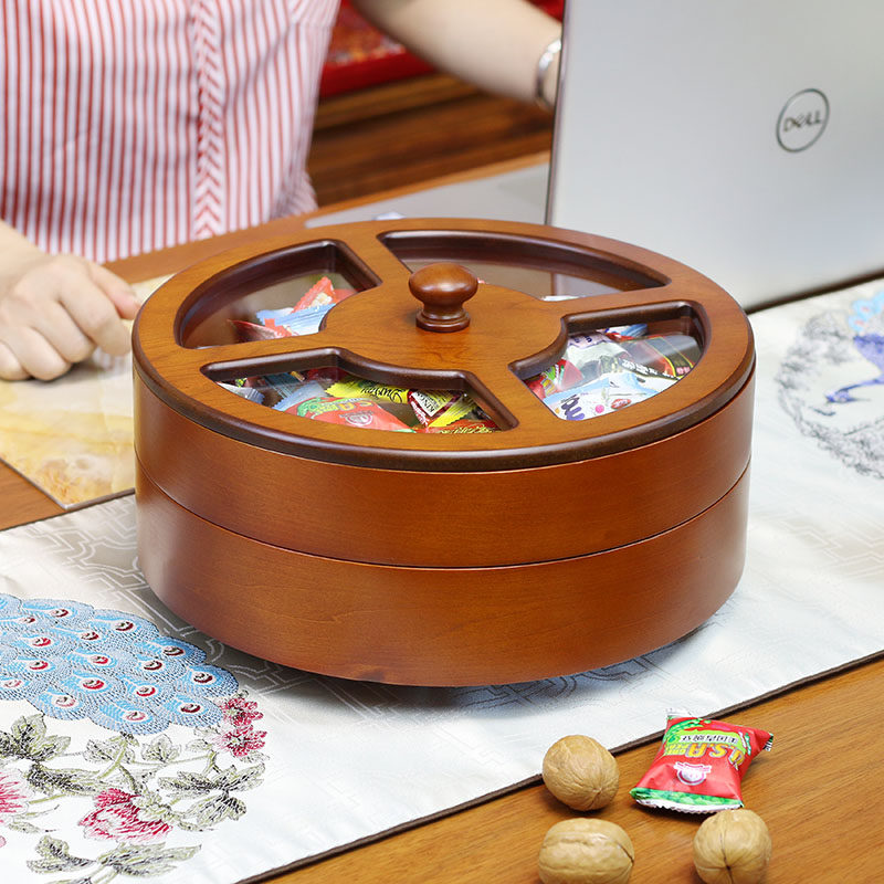 Home Fruit Tray 2021 New Dry Fruit Pan Creative Sub lattice with lid modern Living room Chinese tea table nut containing box