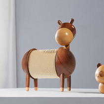 Solid wood tissue box towel holder walnut roll box cute creative Nordic living room dining personality donkey