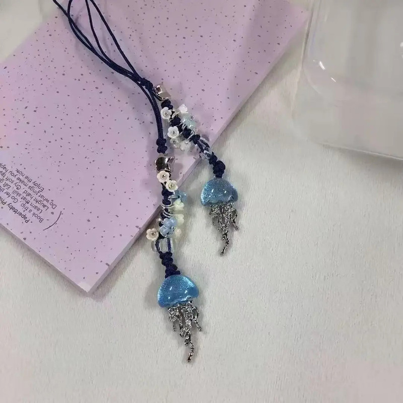 [Undersea Elf] Original Exquisite and Simple Jellyfish Flower Beaded Pendant for Bags, Camera Charms, and Phone Chains