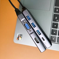 【Металлическая модель】 8-дюймовая док-станция Metal Typec 4K HDMI+USB3.0*3+87WPD Зарядка+VGA+SD/TF-слот карты