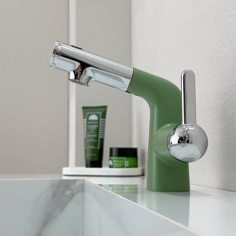 Dopamine Washbasin Pull-Out Faucet Bathroom Sink Top Outlet Mouthwash Splash-Proof Faucet Hot and Cold