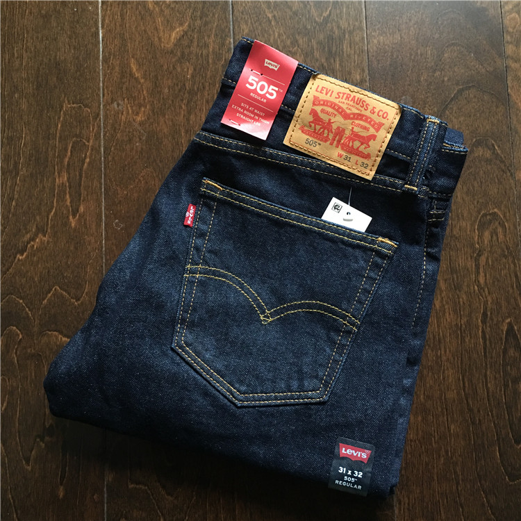 Mỹ chính hãng Levis 505-0216 Quần jean nam màu xanh đậm quần bò nam đẹp