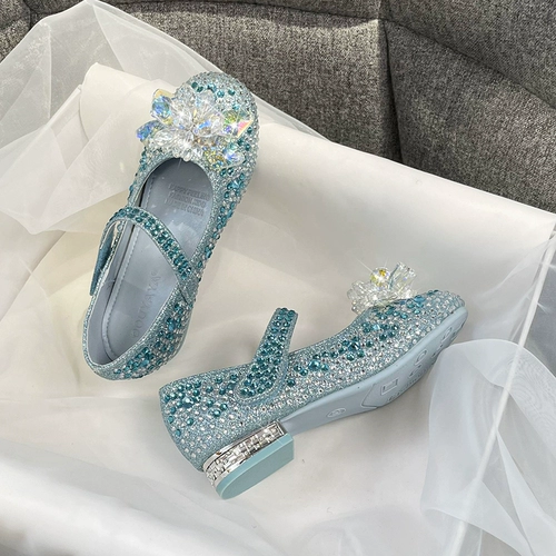 Детская весенняя обувь для принцессы на высоком каблуке для кожаной обуви, модель весна/осень 2022 года, мягкая подошва