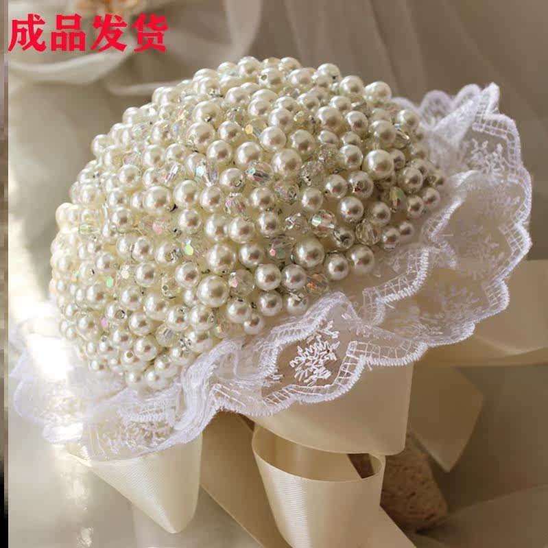 Pearls hold flowers to take photos of new flower pins Atmospheric Collar License Photography Sacred Wedding Bride Ornaments Gifts