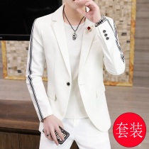 Casual Western suit suit mens spring new mens white body suit jacket Korean version Inn style Two gowns
