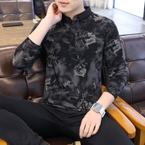Ice silk long sleeve t-shirt male spring 2022 new men sashimi POLO shirts Korean version trendy stamping undershirt