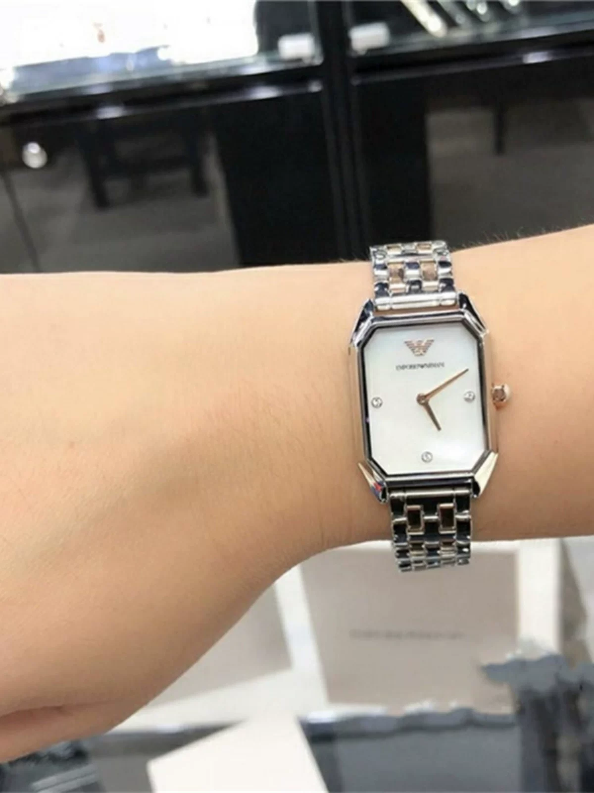 Armani, часы, квадратные маленькие водостойкие кварцевые часы, простой и элегантный дизайн