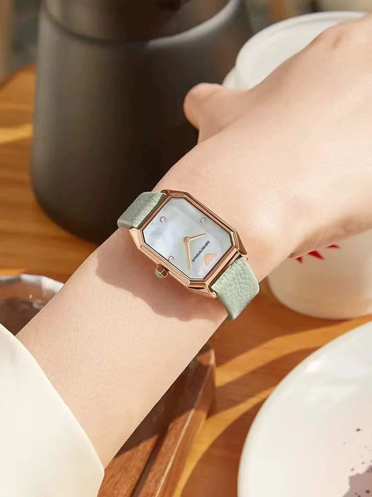Armani, часы, квадратные маленькие водостойкие кварцевые часы, простой и элегантный дизайн