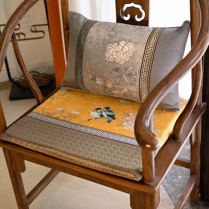 Tea chair cushion four seasons universal Chinese yellow sofa cushion mahogany non-slip Taishi chair ring chair cushion waist cushion custom