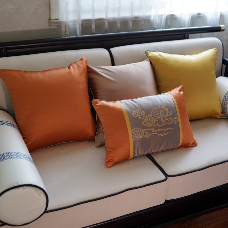 Sofa Cushions Pure color Multi-color Chinese silk sliding satin face cuddle with pillow headbed big backrest leaning against the rest of the pillow backrest