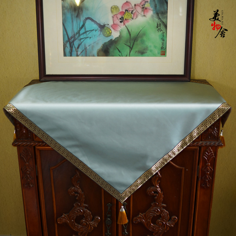 Trung Quốc phong cách bàn cà phê khăn trải bàn không thấm nước vải châu Âu vuông khăn trải bàn đầu giường khăn trải bàn vải màu xanh rắn màu hội nghị bàn vải khăn trải bàn trắng trơn
