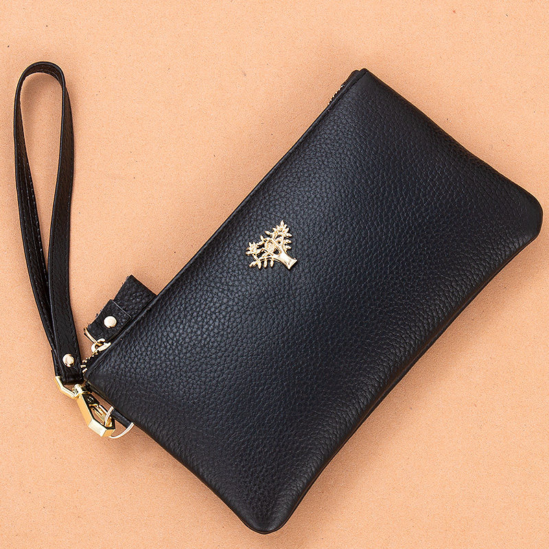 Leather ladies clutch bag long version wallet 2022 new fashion simple portable wrist mobile phone coin purse small bag