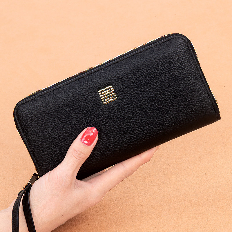 Wallet Women's long version 2021 new genuine leather male and female hands with bag Han version Tide Multifunction Pull Chain Bull Leather Money Clip