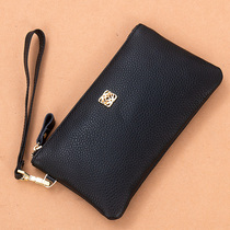 Top layer cowhide bag women long leather 2021 New Fashion simple thin soft leather mobile phone small coin wallet