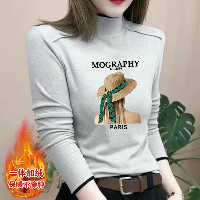 Double-Sided German Velvet High-End New Women's Clothing, Stylish Base Layer T-Shirt, Winter New Long-Sleeve Half-High Collar Fashionable Warm Top Double-Sided German Velvet High-End New Women's Clothing, Stylish Base Layer T-Shirt, Winter New Long-Sleeve Half-High Collar Fashionable Warm Top