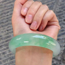 Xiaoting Burmese old pit jade bracelet ice species floating flower jade bracelet green ice glutinous species noble concubine narrow edge round strip
