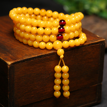 Chicken oil yellow beeswax bracelet 108 Old Beeswax beads handstring amber necklace for men and women