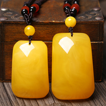 Amber beeswax trouble brand pendant chicken oil old beeswax sweater chain necklace for men and women pendant water drops raw stone