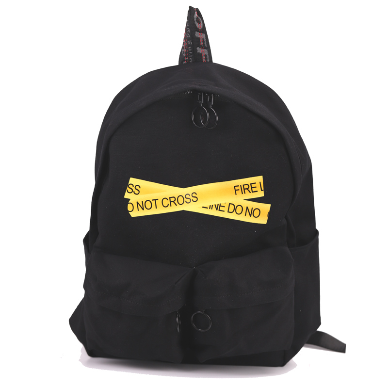 GIẢM GIÁ TRẮNG 17FW Nền tảng Canvas Graffiti Mũi tên Đen Ribbon OW Ba lô Túi sinh viên Nam và Nữ balo đẹp