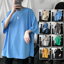 Ordinary short-sleeved top net red t-shirt men ins super fire tide brand trend 2021 new solid color base shirt clothes