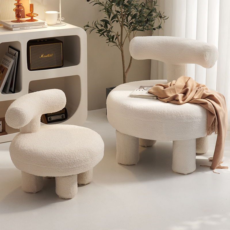 Lamb suede small stool home bench modern minimalist living-room sofa Children's stool Stool Round Stool for a Shoe stool-Taobao