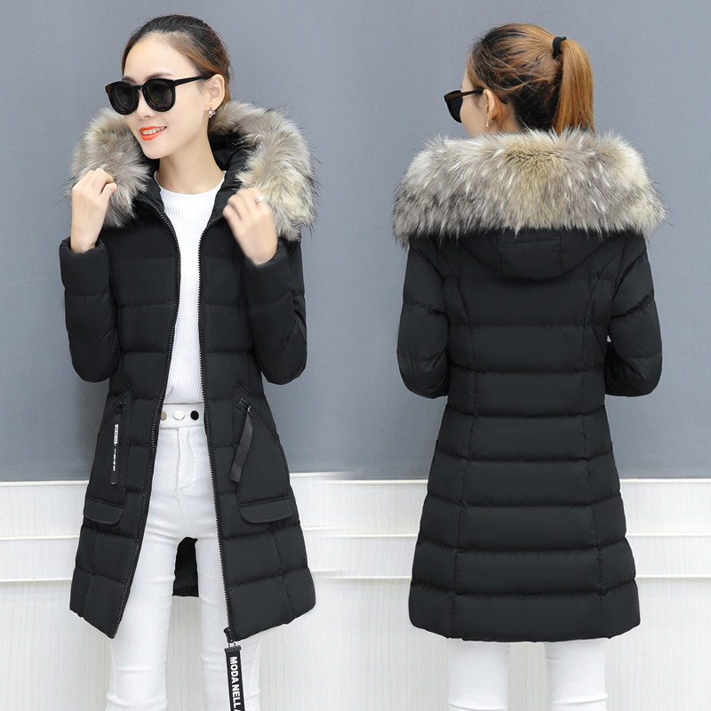 韩版棉衣女中长款2019冬季新款羽绒棉服修身中款棉袄女时尚外套潮