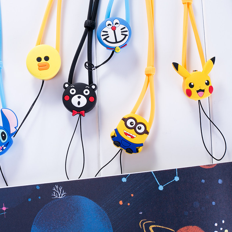 Korean cute cartoon Apple mobile phone lanyard lanyard lanyard mobile phone lanyard silicone neck strap lanyard long version women's universal Huawei mobile phone lanyard oppo wrist personality vivo creative tide brand