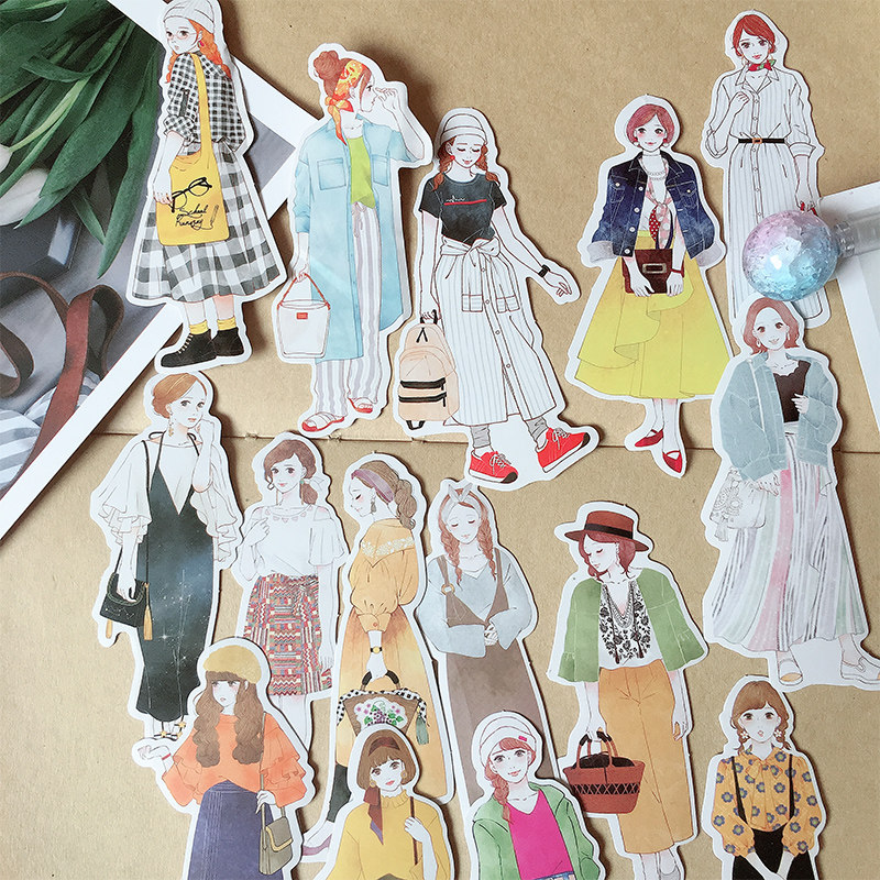 Hand account stickers Original fashion character couple love girl heart little sweet girl Mori girl diy sticker