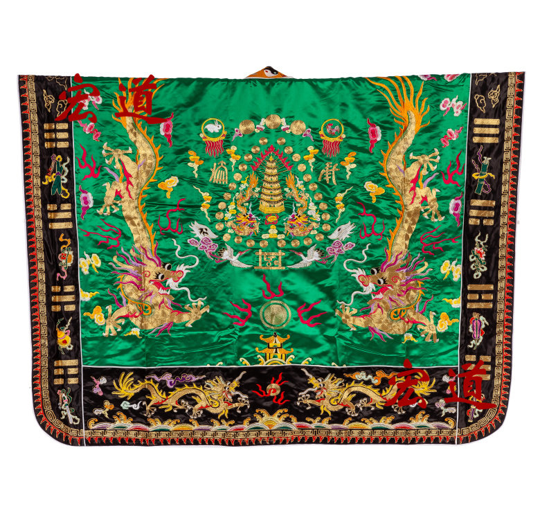 Taoist Clothes Dresses Daoist Clothing Short-Coat Gossip Cap Token Lotus Crown Full Gold Imitation Handmade Twin Dragon Pharaters