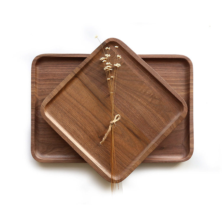 Black walnut wooden tea tray Teapot tray Creative wooden cup plate Wooden household wooden wooden plate Wooden tray