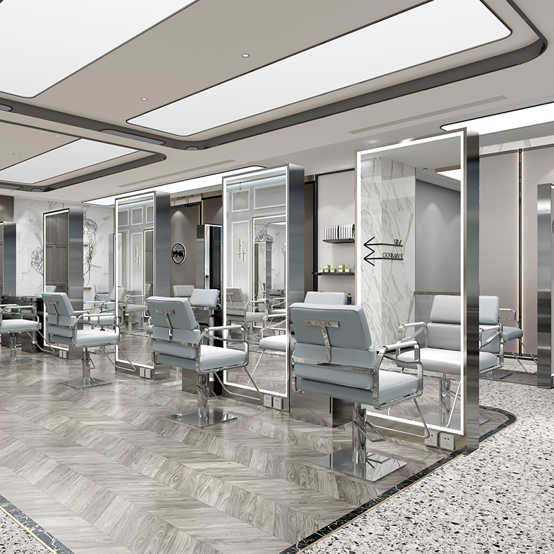 Net Red Tape Shop Mirror Desk Beauty Hair Shop Mirror Hair Salon Special with lamp floor mirror Wall-mounted Wall Single-sided Mirror Tide