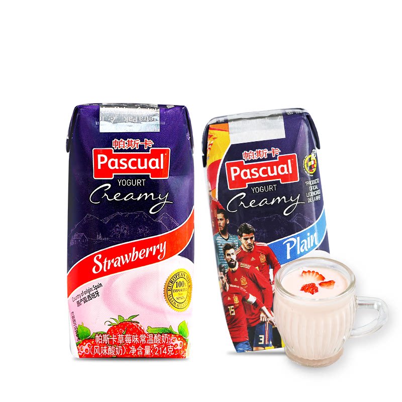 西班牙进口 pascual 帕斯卡 常温风味酸奶 214g*9盒 天猫优惠券折后￥39包邮（￥79-40）2种口味组合可选