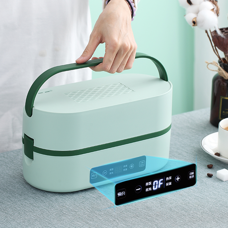 Heating lunch box can be plugged in electrical work group insulation electric hot cooking double self-hot lunch box portable with rice bucket meal box