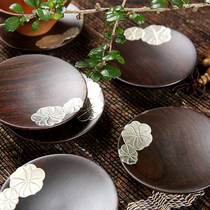 Black sandalwood tea cup pad kung fu tea set coaster tea cup holder non-slip coaster insulated tea tin pad tin