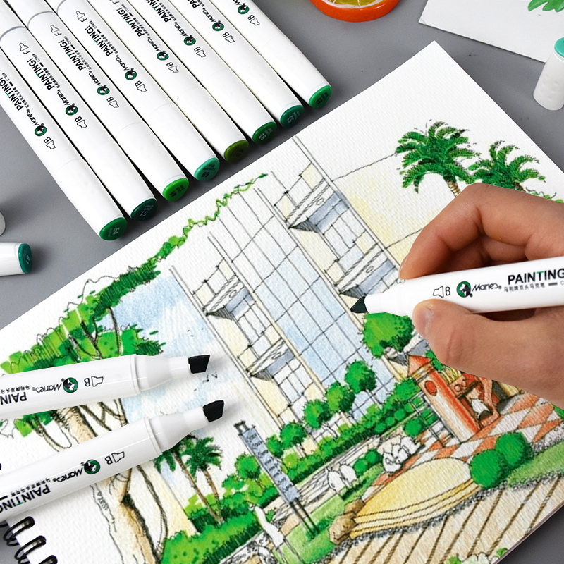 Marley Mike pen set beginners painting comics hand-painted design color alcohol oily double-headed brush primary school students with a single optional art special full set of 218 color microphone pen single