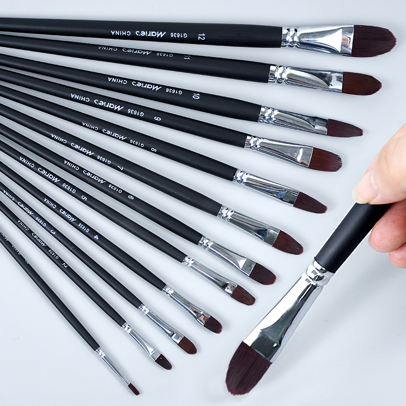 Marley brand duck tongue nylon pen Gouache brush row pen set Wolf brush round head Student professional color watercolor watercolor pen Children's art brush Acrylic paint pen brush